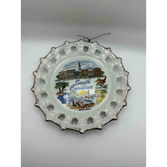 South Carolina Souvenir Plate‎ Charleston Myrtle Beach Gold Trim Decor - Picture 1 of 3